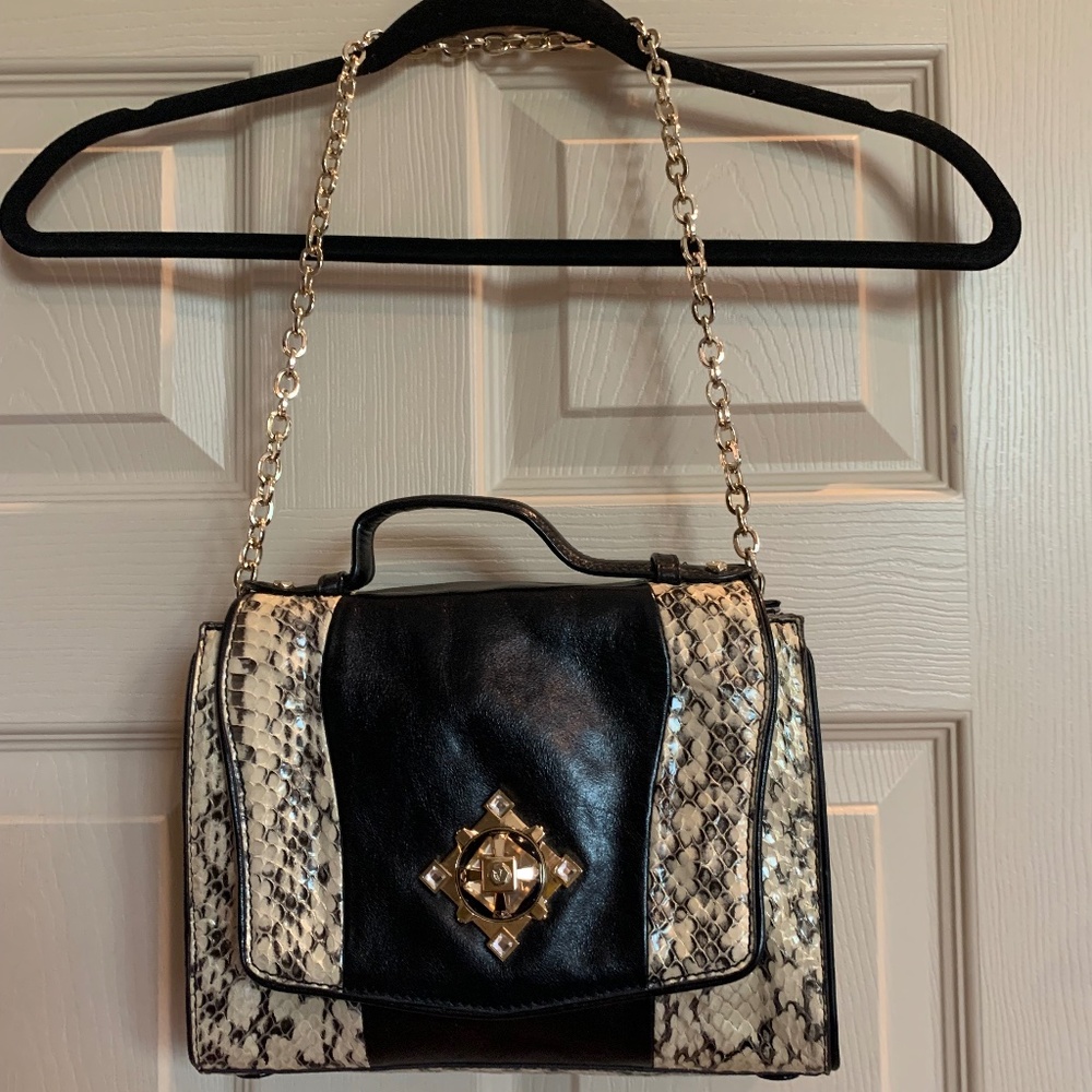 Vince Camuto Black Multi Leather/Snakeprint Handbag
